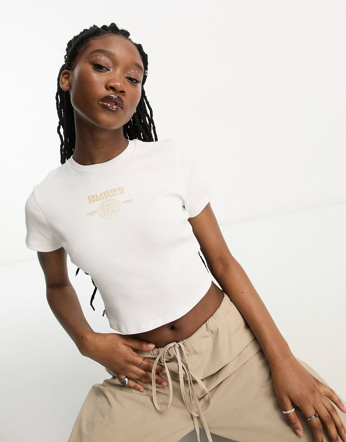 

Белая футболка с короткими рукавами Guess Originals, Белый