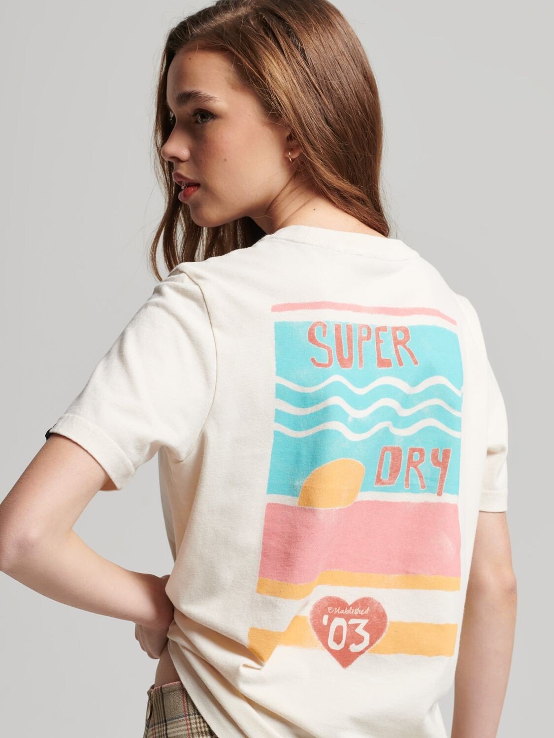 

Футболка Superdry Vintage Cali с вырезами, овсянка