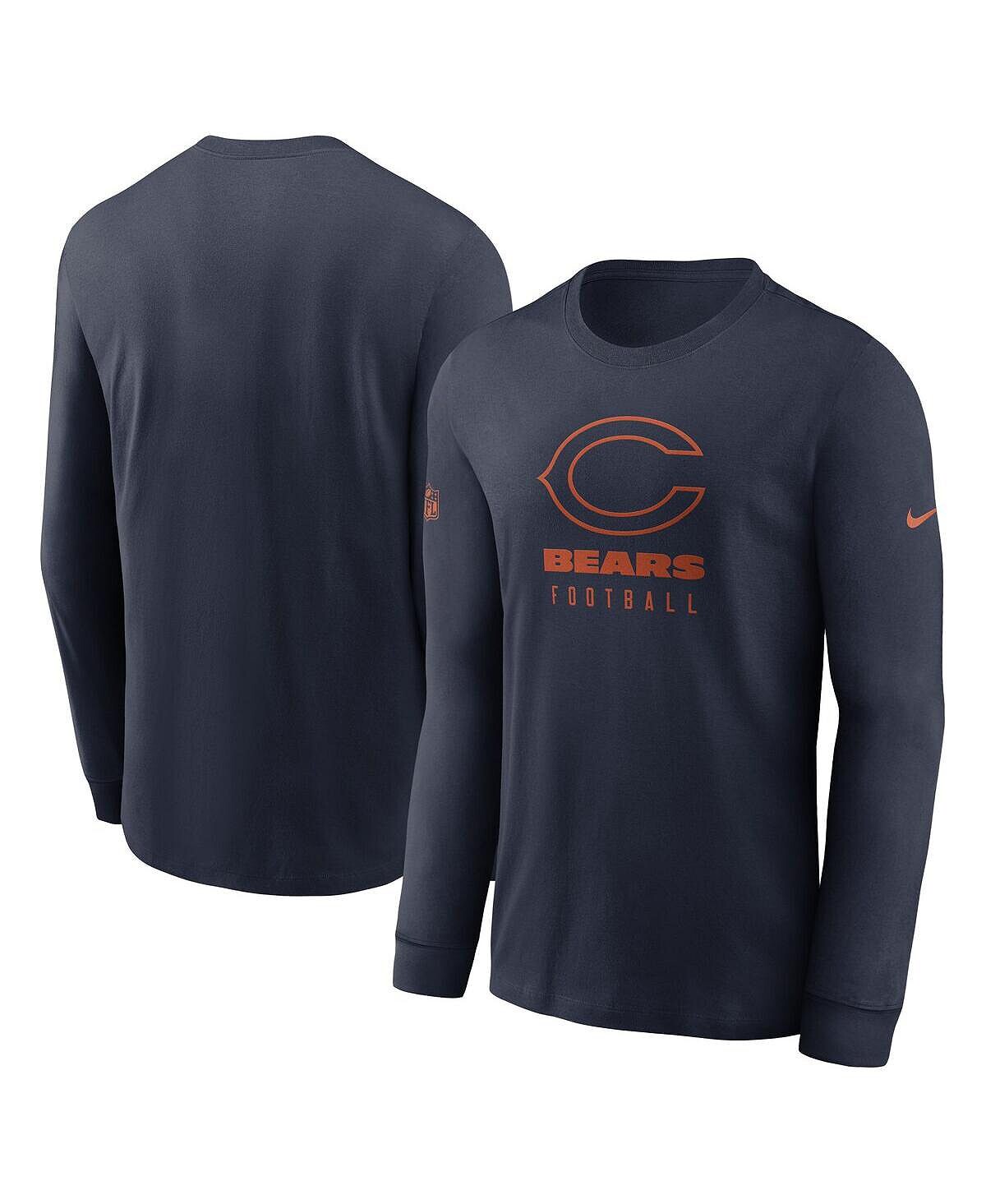 

Мужская темно-синяя футболка с длинным рукавом Chicago Bears Sideline Performance Nike