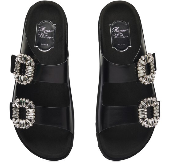 

Кожаные мюли Slidy Viv' со стразами и пряжкой Roger Vivier, черный