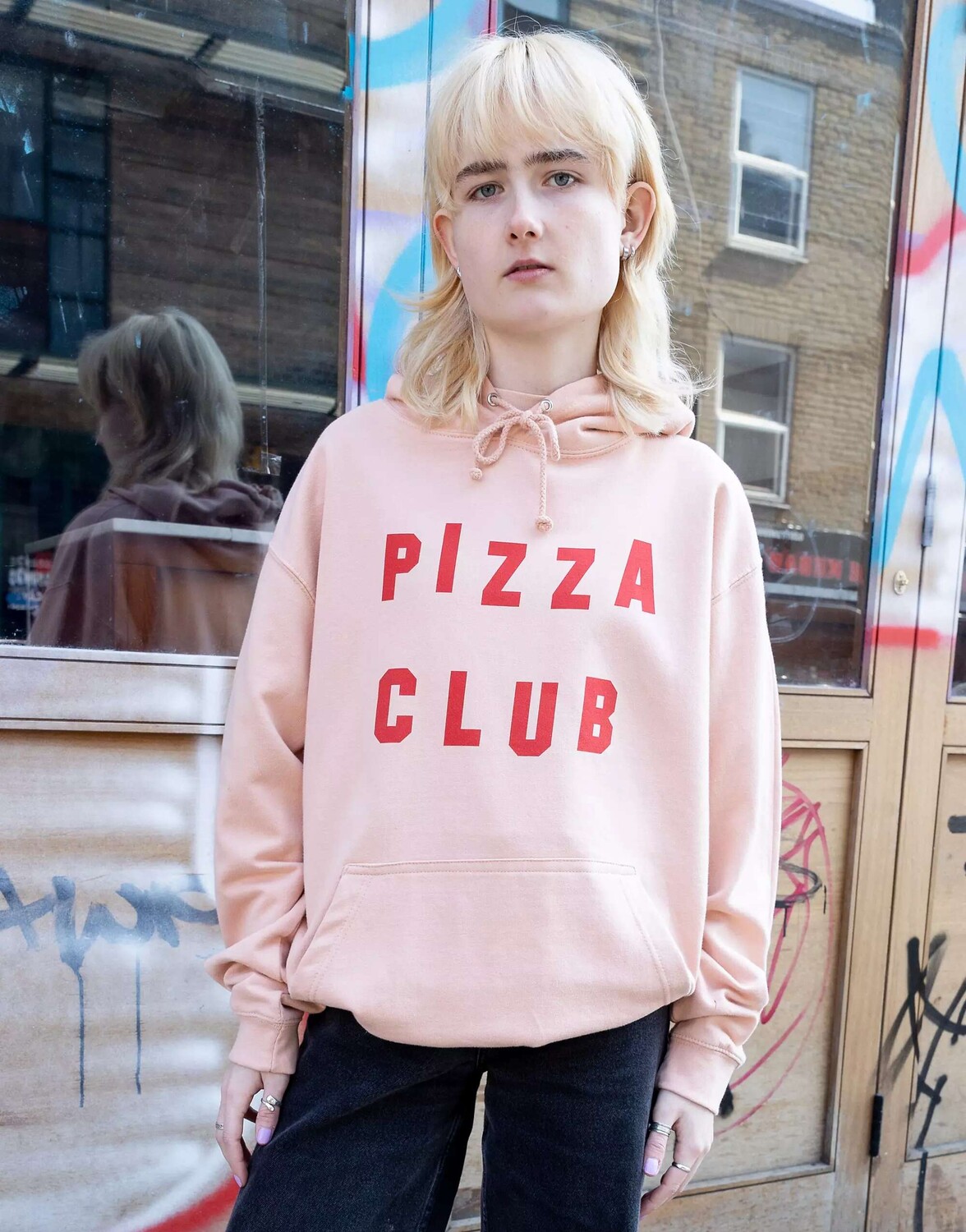 

Персиковая толстовка унисекс с надписью Pizza Club Batch1