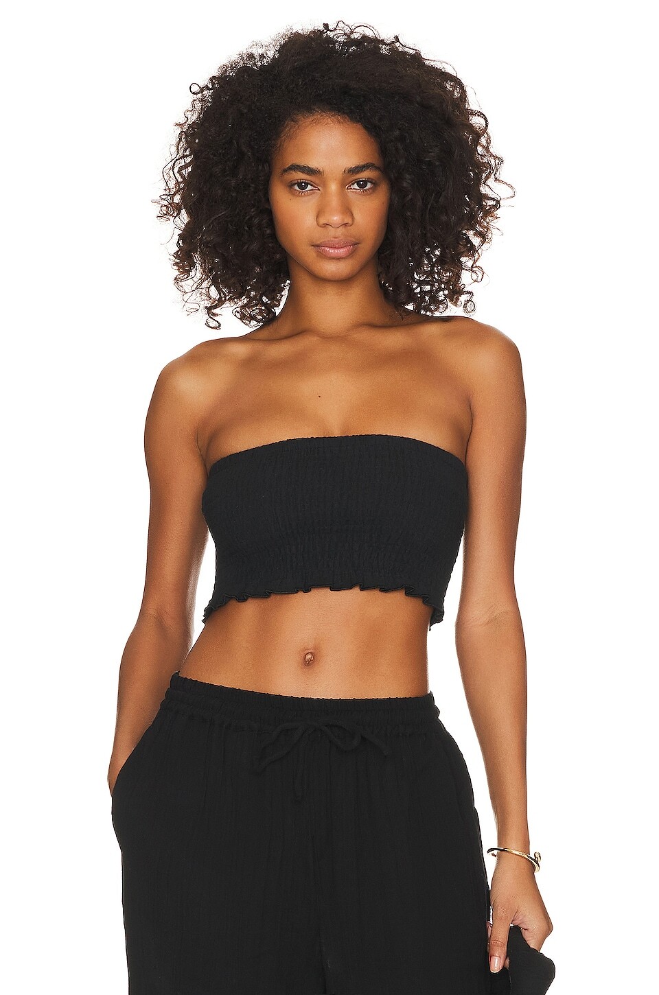 

Топ vitamin A Nya Smocked Bandeau, цвет Black Crinkle Linen