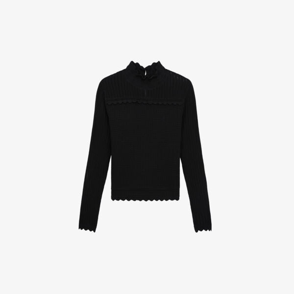 

Ажурный вязаный джемпер с фестончатой отделкой The Kooples, черный