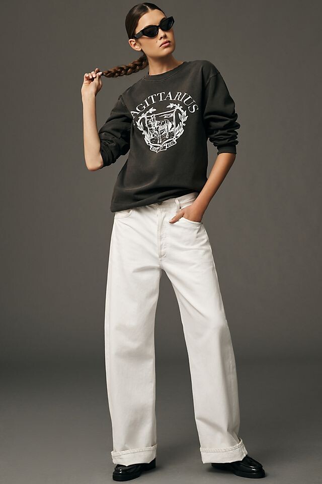 

Толстовка Girl Dangerous x Anthropologie Zodiac Collegiate с принтом стрельца, черный