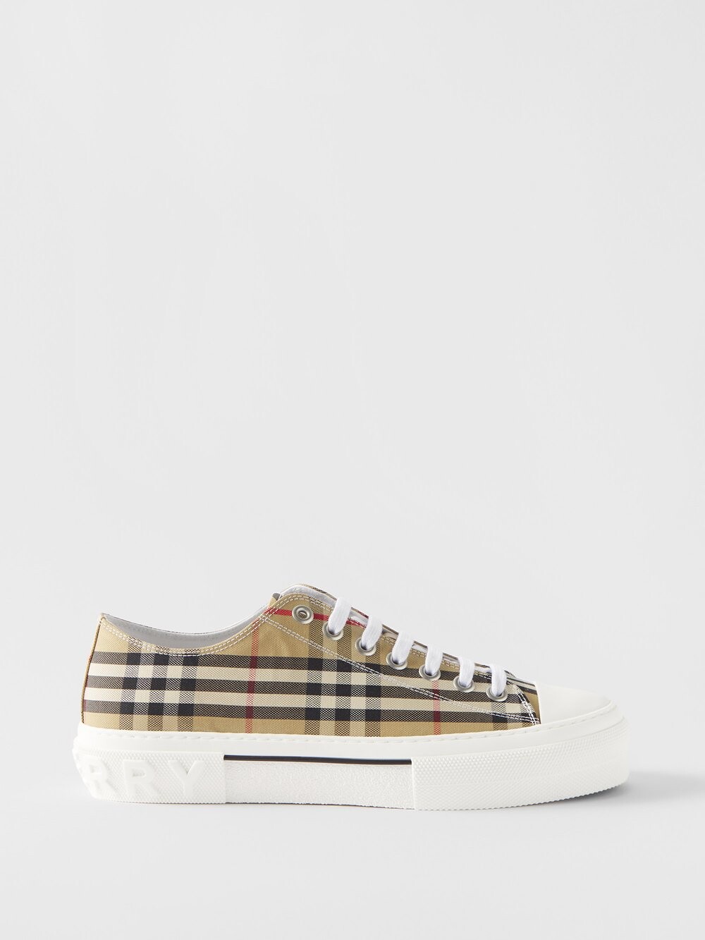 

Кроссовки на плоской платформе в клетку Burberry, бежевый