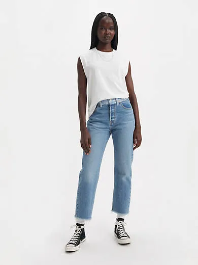 

Укороченные женские джинсы 501 с разрезом по низу Levi's, цвет Splitting Hairs - Medium Wash