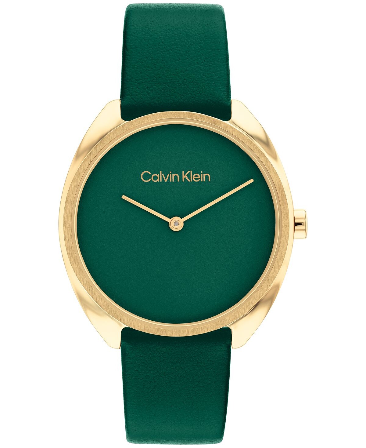 

Женские кварцевые часы с зеленым кожаным ремешком, 34 мм Calvin Klein, зеленый