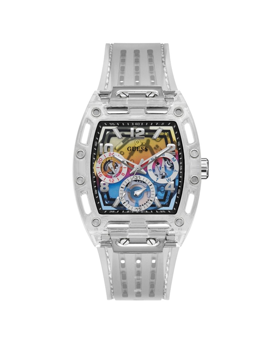 часы phoenix p 121043 Мужские часы Phoenix GW0499G3 из силикона и прозрачным ремешком Guess, серый