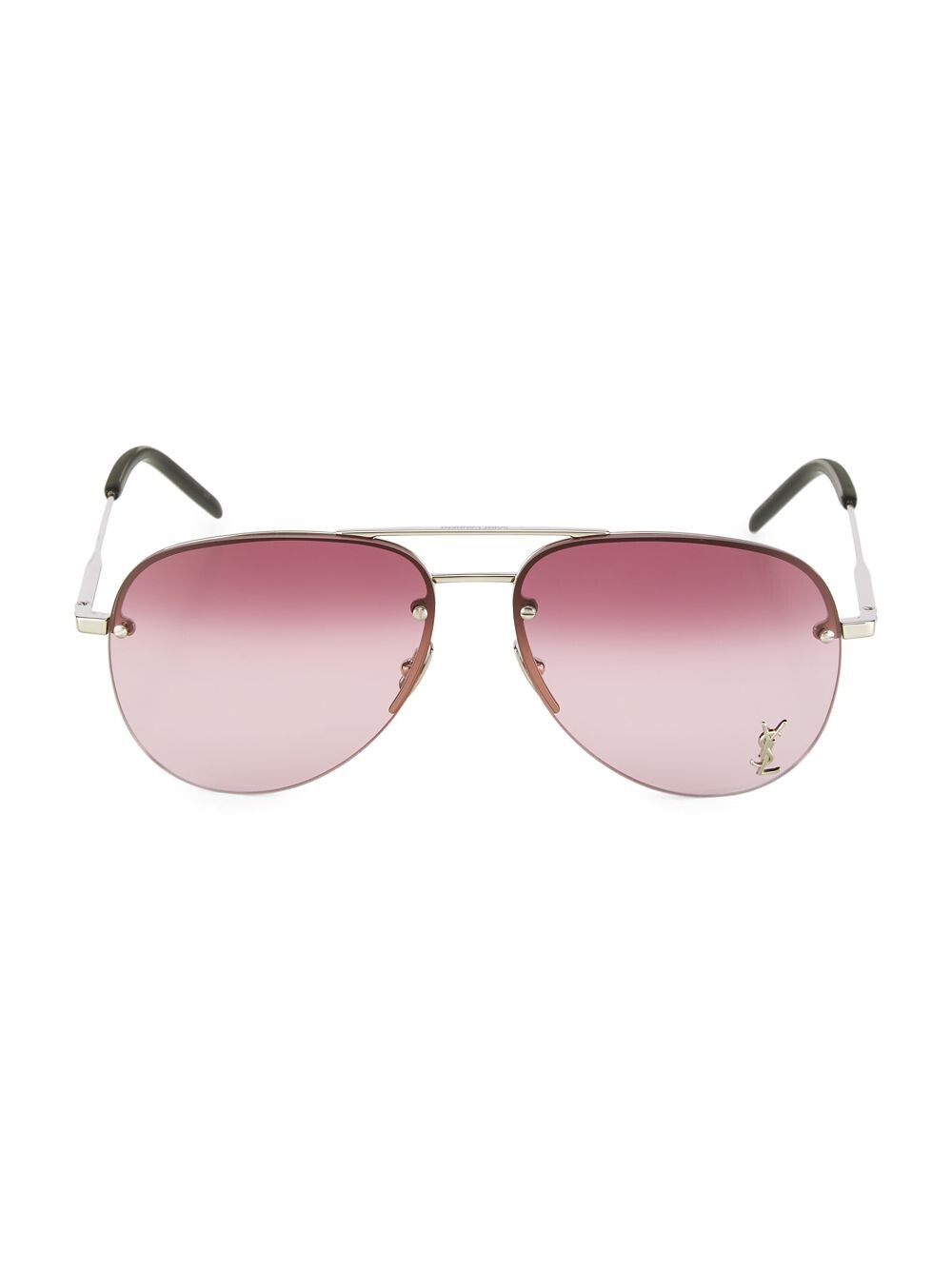 

Классические солнцезащитные очки Pilot 59MM с монограммой Saint Laurent, серебряный