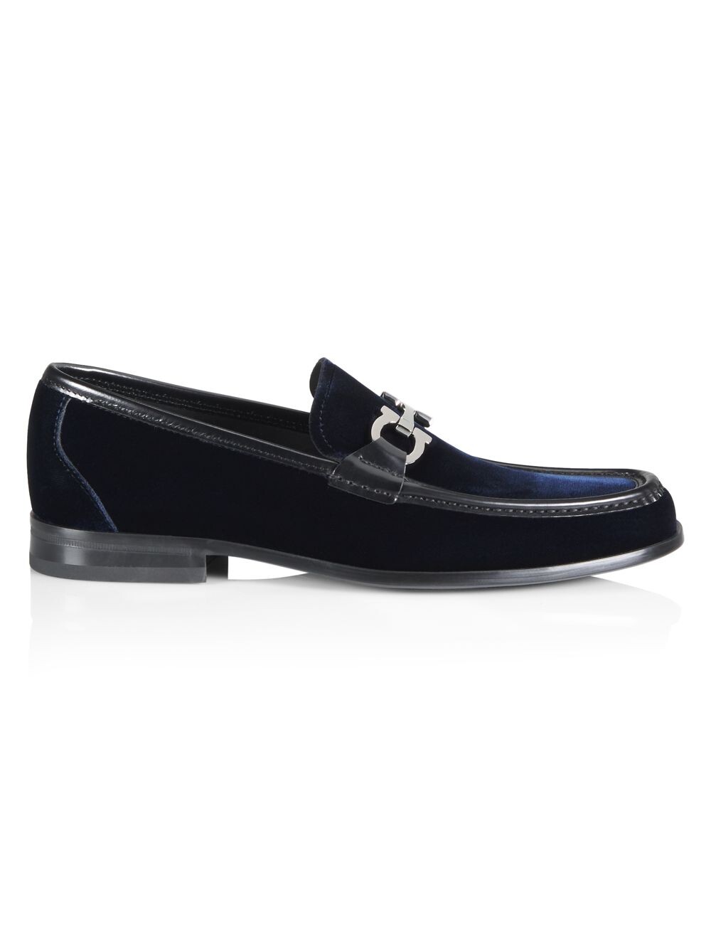 

Бархатные лоферы без шнурков FERRAGAMO, нави