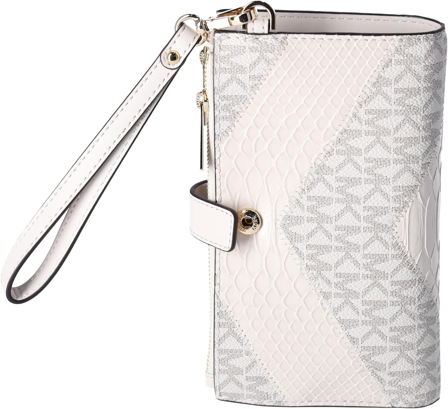 

Michael Kors Jet Set Travel Большой кошелек с двойной молнией MK Signature Multi Python Design (Светлый кремовый)
