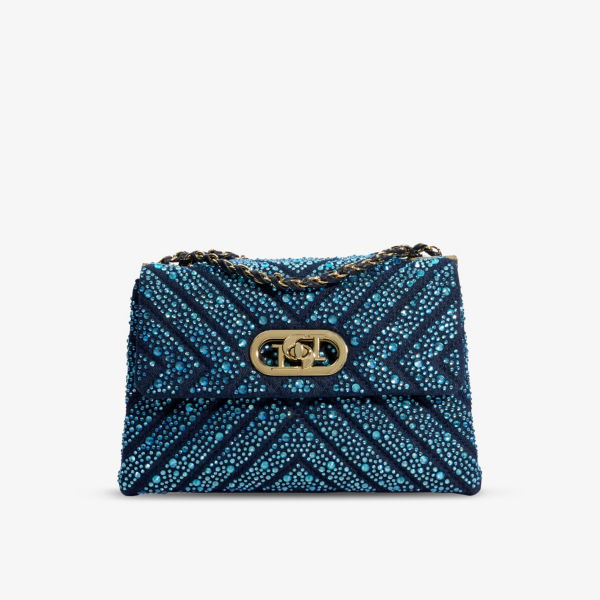Маленькая стеганая тканая сумка на плечо regent, украшенная кристаллами Dune, синий