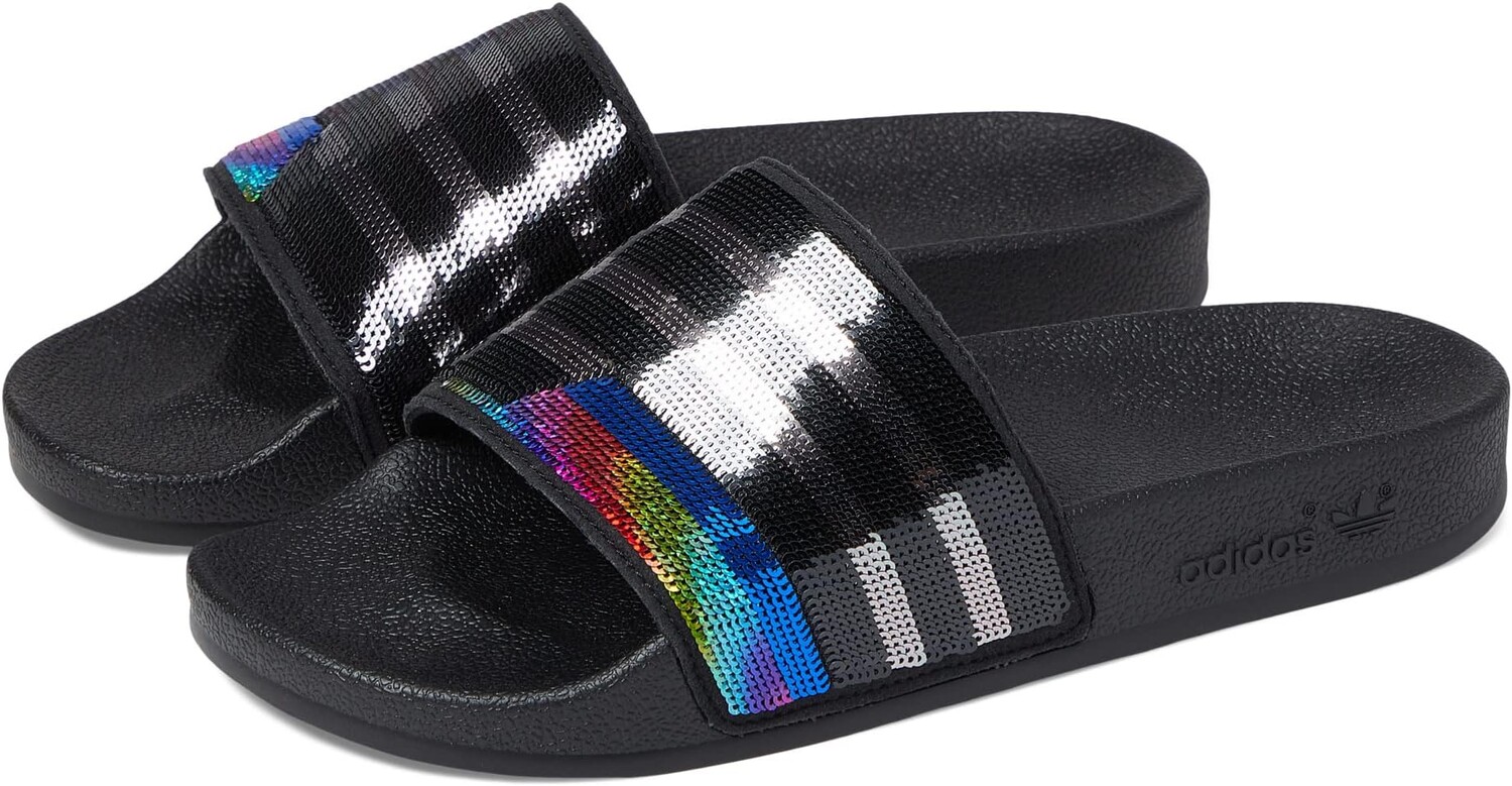 

Сандалии Adilette adidas, цвет Black/Silver Metallic