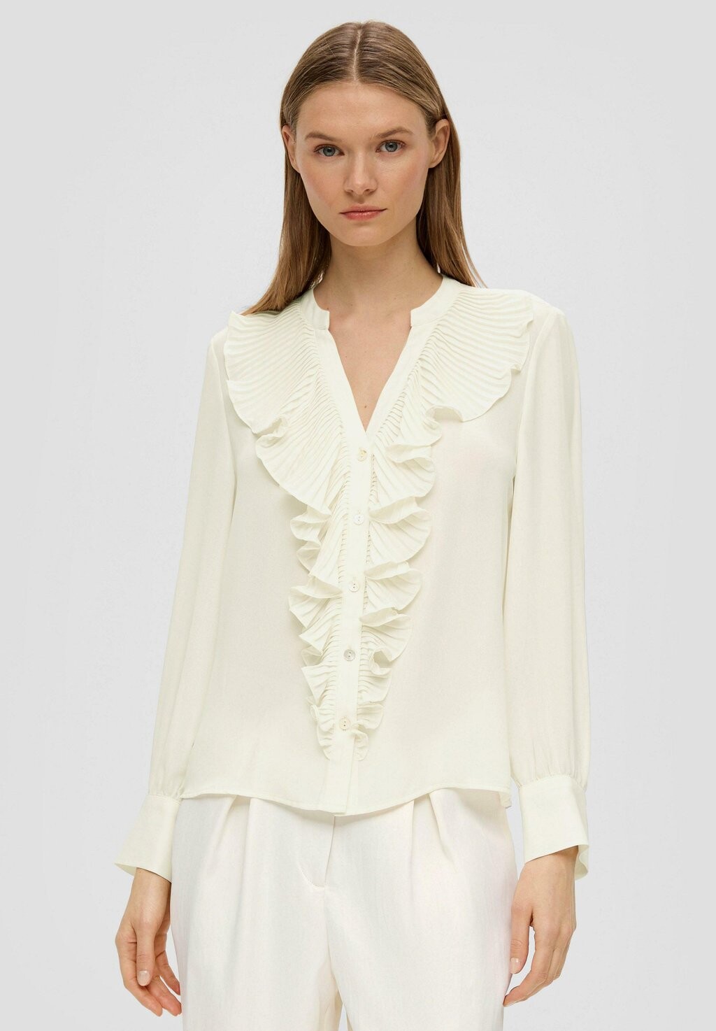

Блузка-рубашка MIT PLISSIERTEN VOLANTS s.Oliver BLACK LABEL, цвет creme