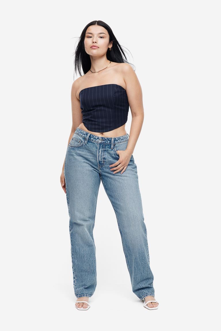 Прямые джинсы стандартного кроя с пышной посадкой H&M цена и фото