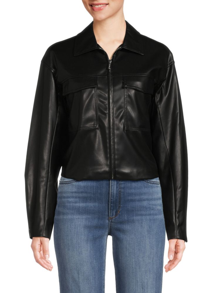 Байкерская куртка на молнии из искусственной кожи Calvin Klein, черный куртка на молнии из искусственной кожи hudson черный