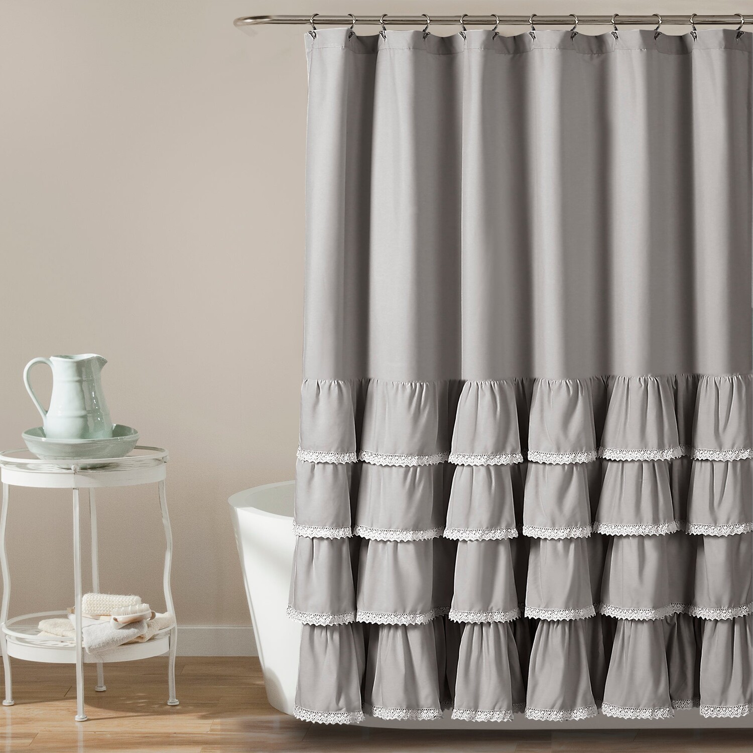 

Кружевная занавеска для душа Ella с рюшами Lush Decor, цвет Gray
