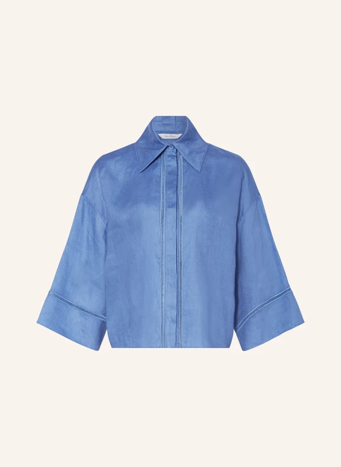 Блузка-рубашка robinia из льна с рукавами 3/4 Maxmara Leisure, синий maxmara mm ilde v ddb u1 золотой