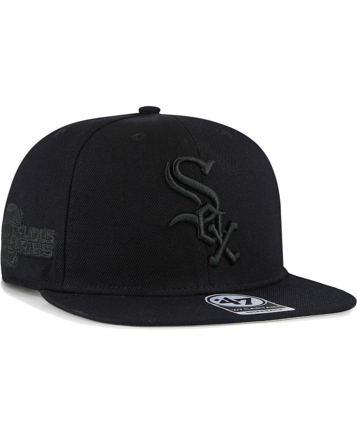 

Мужская кепка Chicago White Sox черно-на черном Sure Shot Captain Snapback '47 Brand