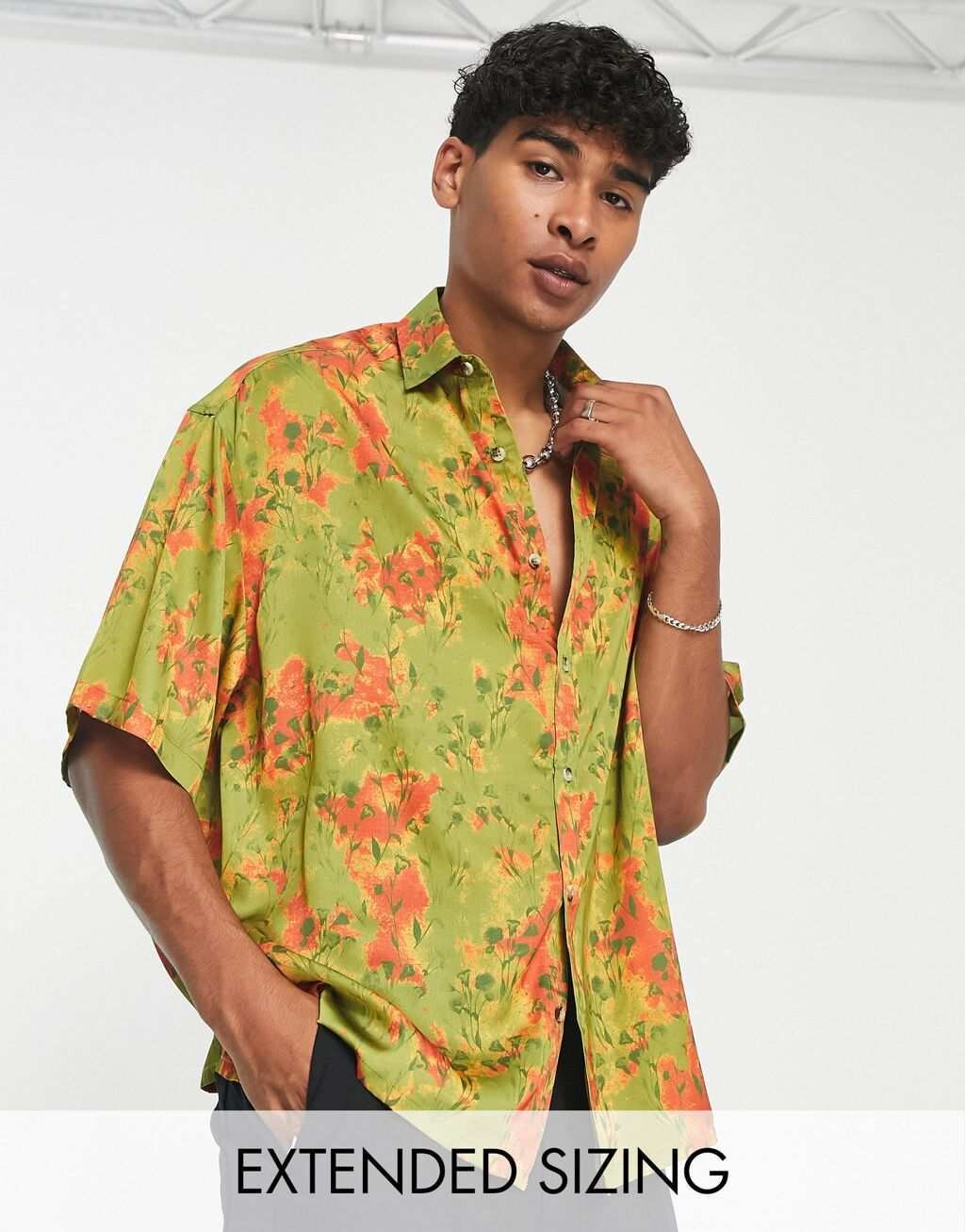 

Свободная атласная рубашка свободного кроя с цветочным принтом ASOS DESIGN