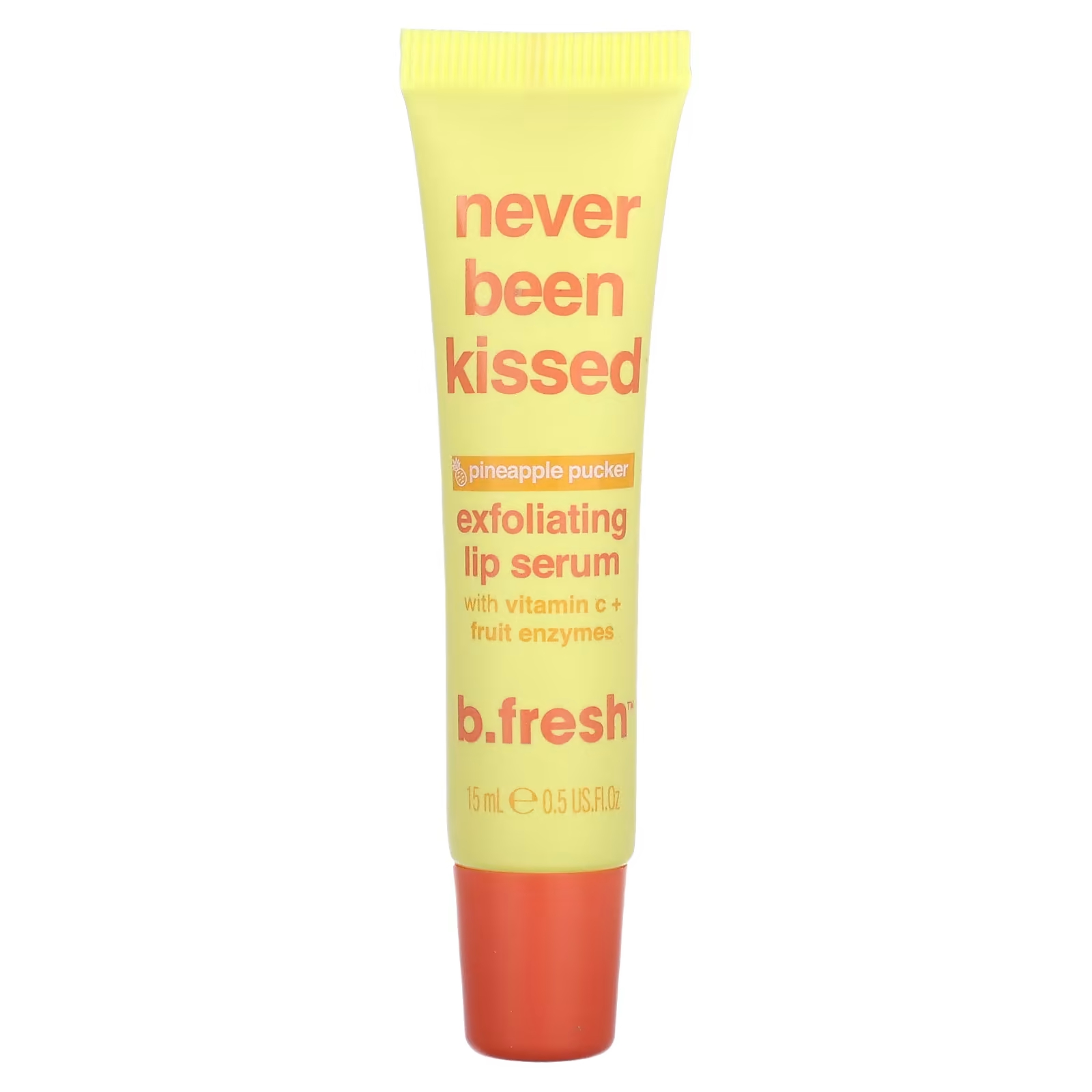 цена b.fresh Never Been Kissed Отшелушивающая сыворотка для губ с ананасом, 0,5 жидк. унции (15 мл)