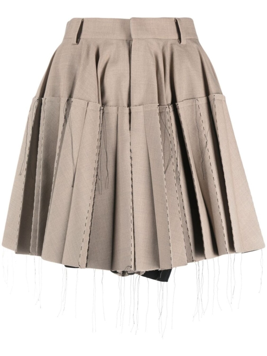

sacai плиссированная юбка мини с открытыми швами, нейтральный цвет