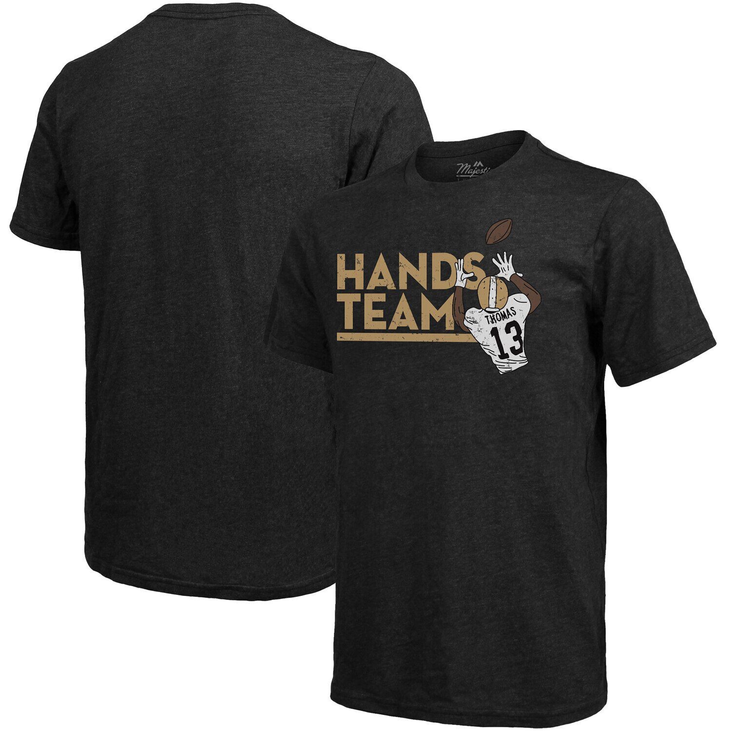 

Мужская черная футболка Fanatics с логотипом Michael Thomas New Orleans Saints Tri-Blend Player с рисунком Majestic, Черный