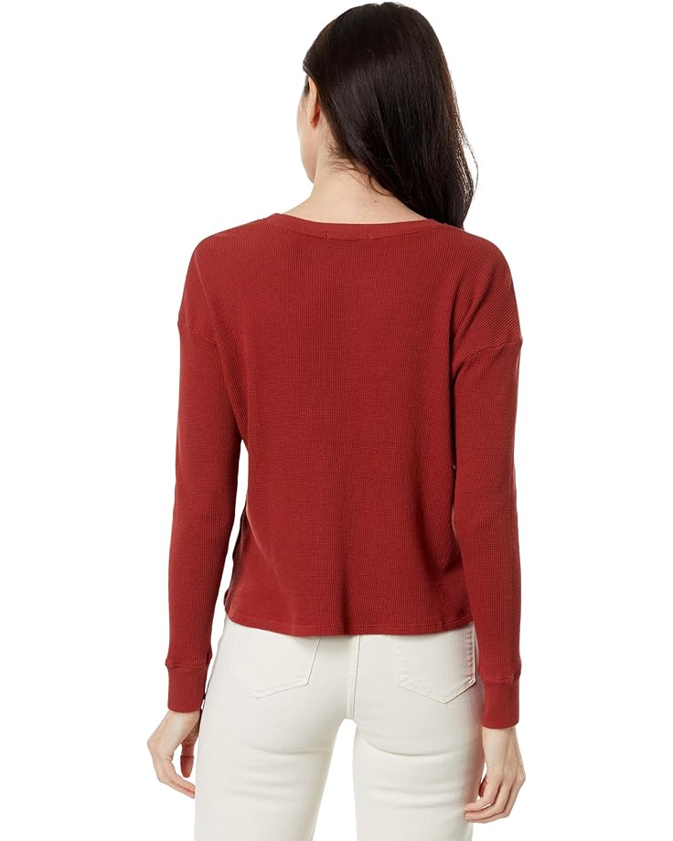 цена Толстовка Mod-o-doc Washed Cotton Modal Thermal Long Sleeve Boxy Crop Sweatshirt, цвет Rustic Red