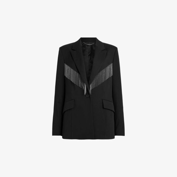 

Блейзер свободного кроя franky из эластичного переработанного полиэстера, украшенный цепочкой Allsaints, черный