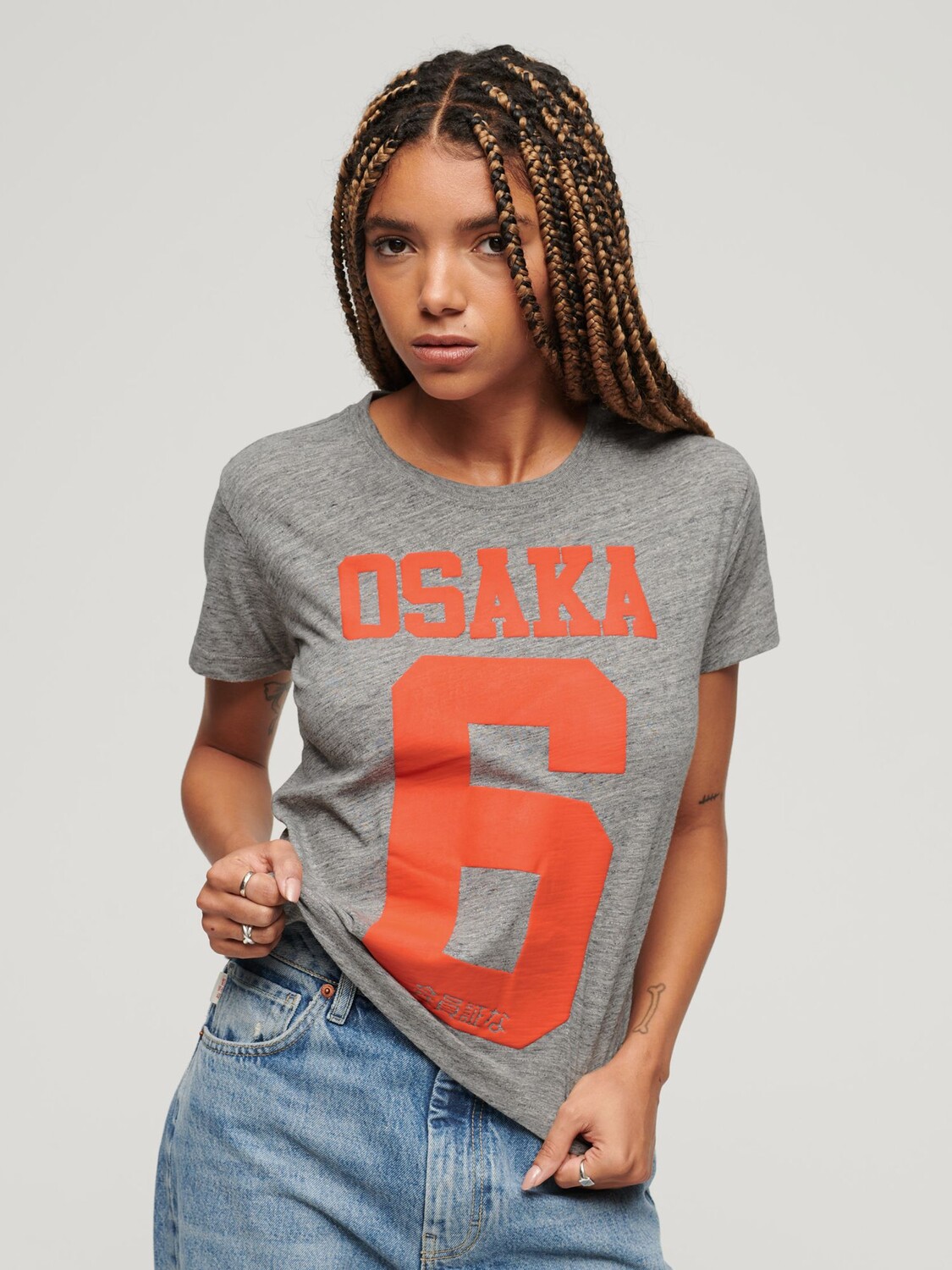 

Футболка с пышным принтом Osaka 6 Superdry, атлетический серый меланж/оранжевый