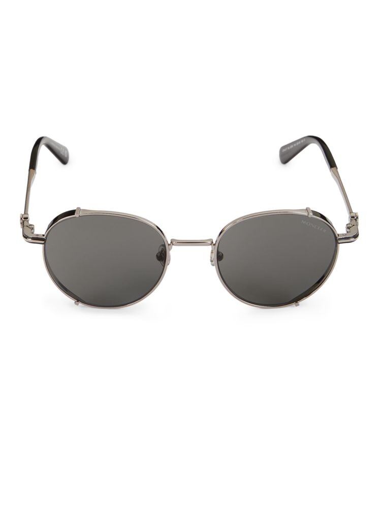 

Овальные солнцезащитные очки 50MM Moncler, цвет Gunmetal Silver