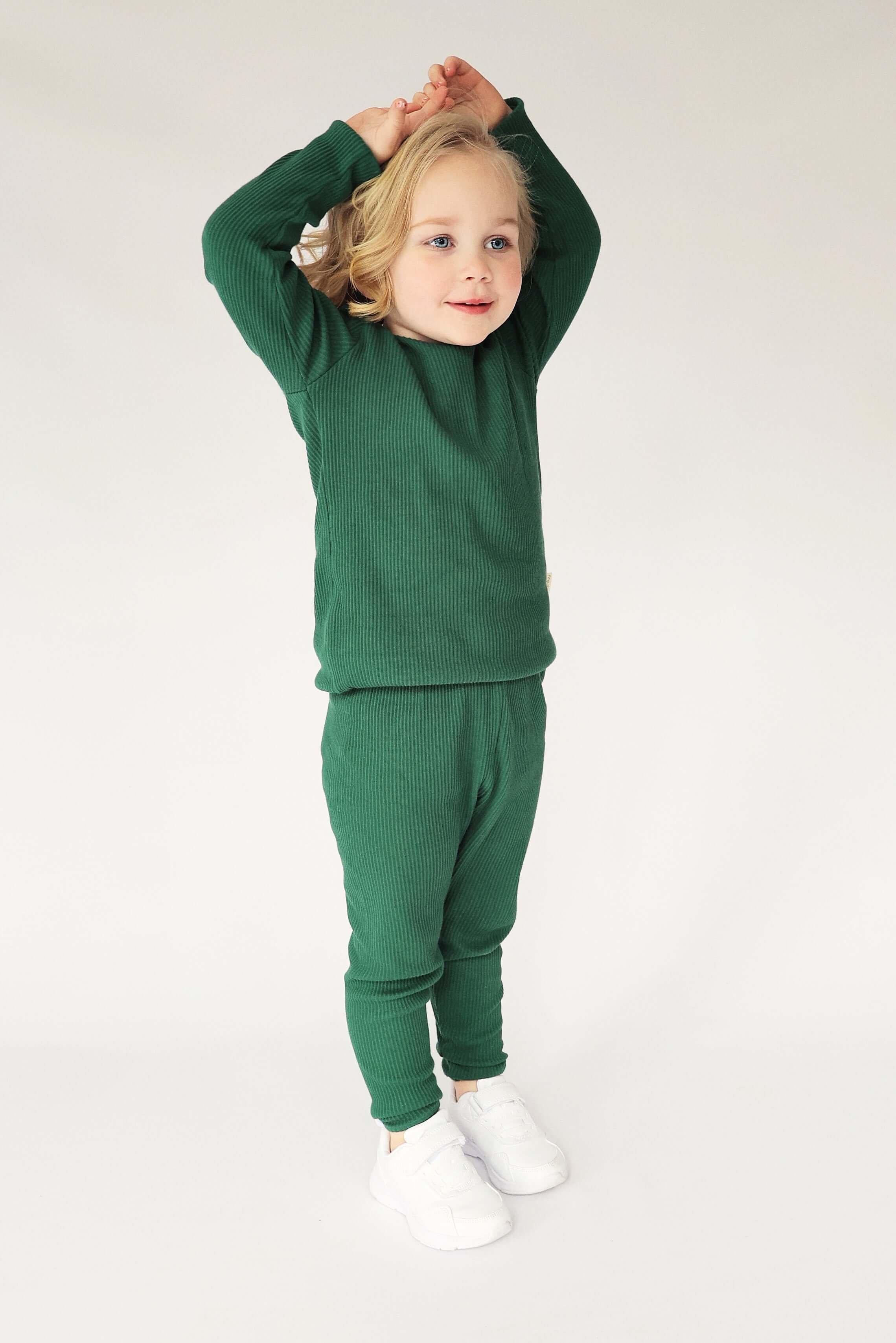 одинаковые комплекты для всей семьи детские пижамы одежда для мамы и дочки весенне осенний костюм с длинным рукавом милый домашний костю Детская домашняя одежда в рубчик DreamBuy, зеленый