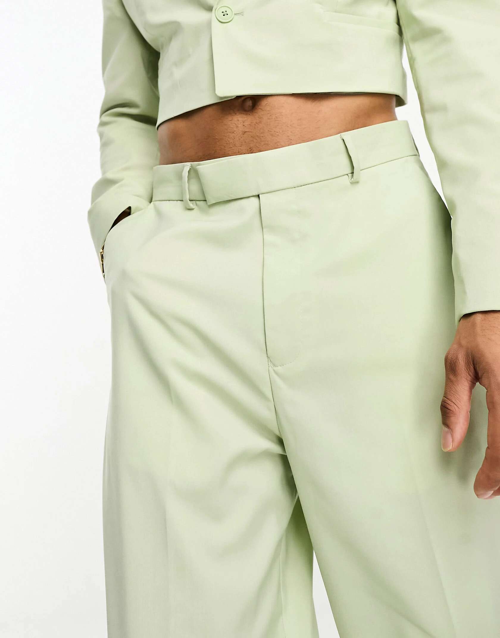 Бледно-зеленые широкие костюмные брюки ASOS брюки широкие зеленые glvr