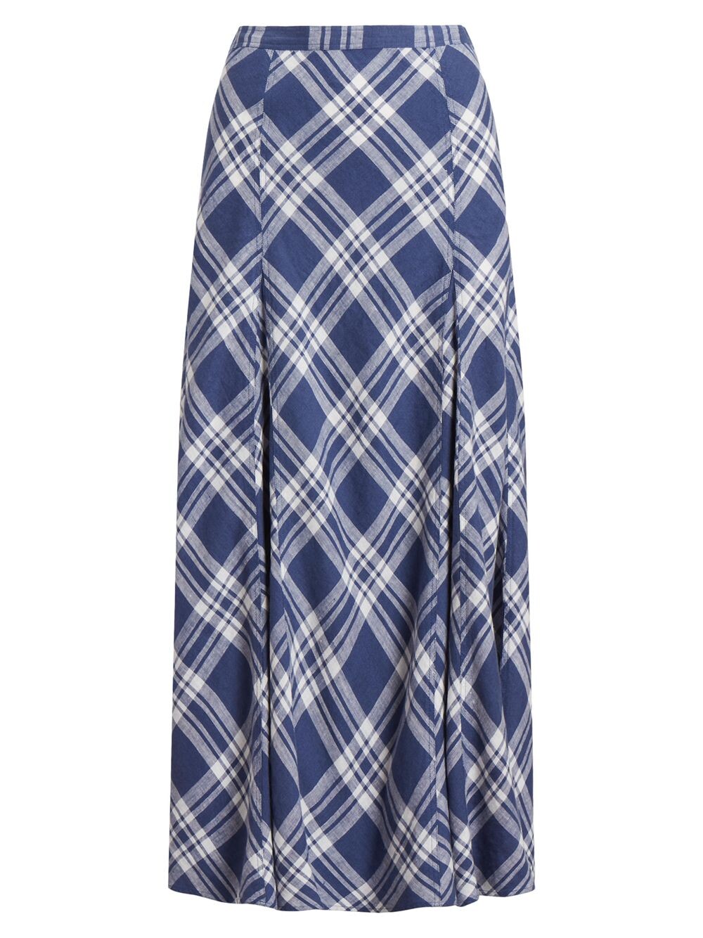 

Клетчатая льняная макси-юбка Godet Polo Ralph Lauren, синий