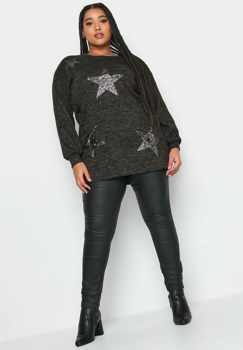 Свитер Sequin Star Print Yours Clothing, черный