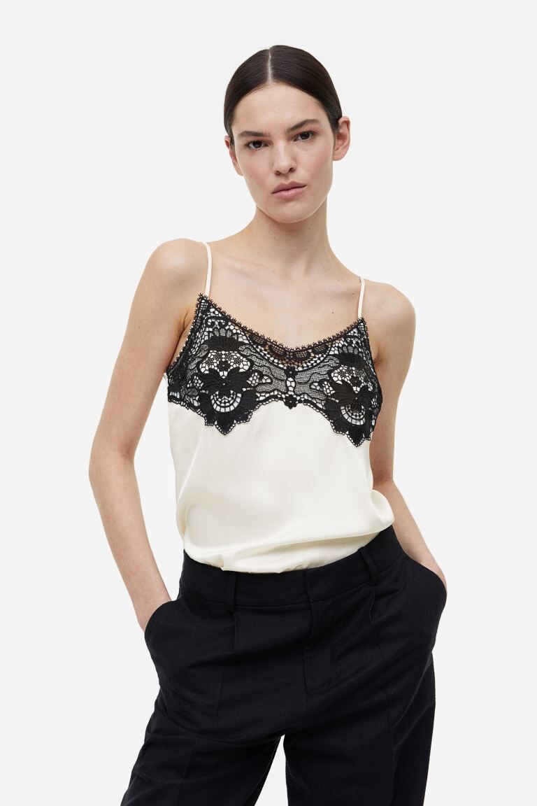 

Топ с кружевной отделкой и ремешками H&M