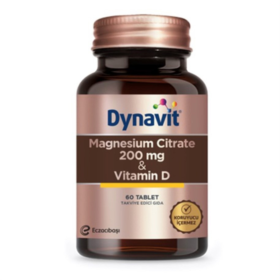 Dynavit Magnesium Citrate 200 и витамин D 60 в таблетках биологически активная добавка solgar magnesium citrate 200 mg в таблетках 60 шт