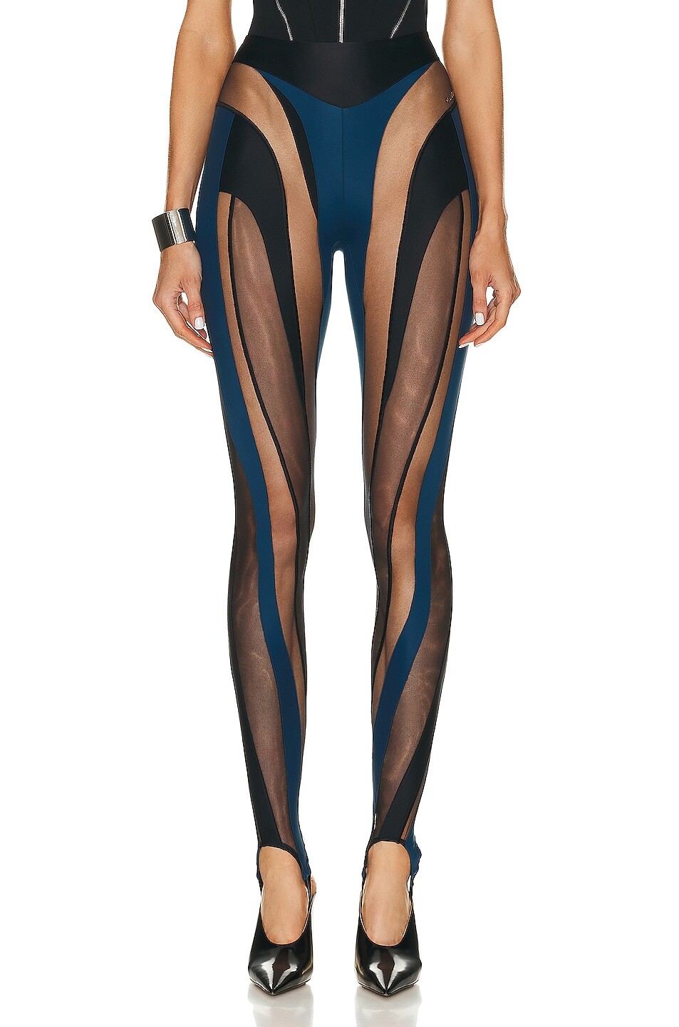 

Брюки Mugler Spiral Illusion Legging, цвет Black & Black