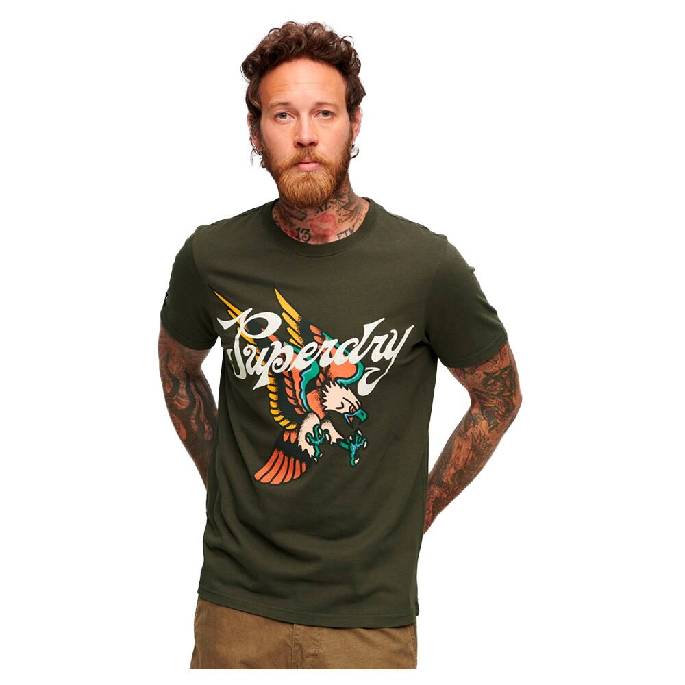 

Футболка Superdry Tattoo Script Graphic Short Sleeve Round Neck, зеленый