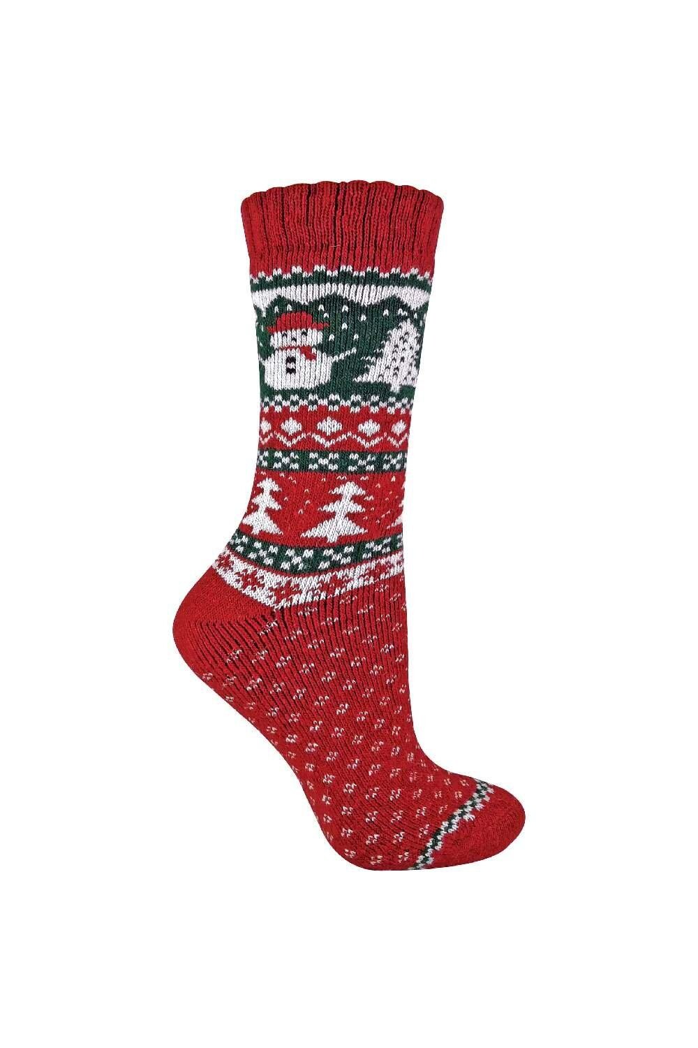 

Шерстяные носки с оригинальным рождественским узором Sock Snob, красный