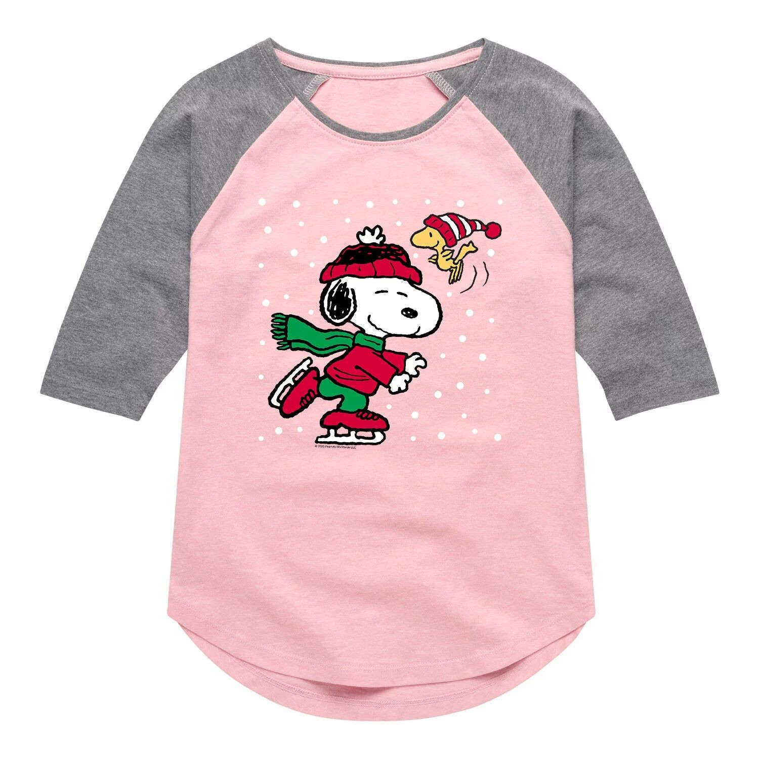 

Топ реглан с рисунком Peanuts Snoopy для девочек 7–16 лет, катающийся на коньках Licensed Character