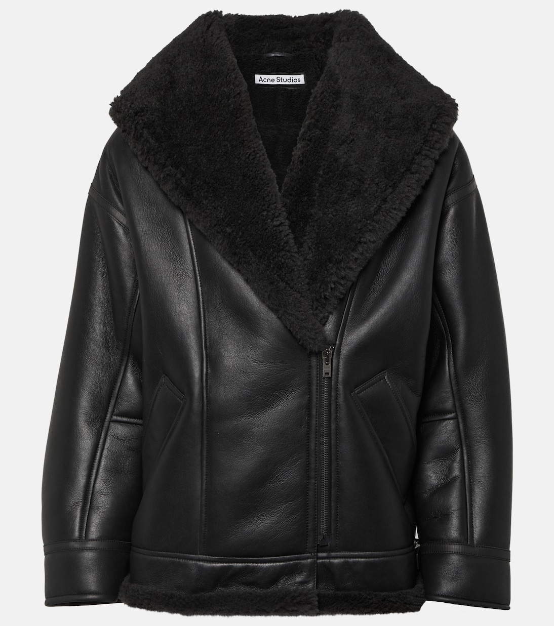 цена Кожаная куртка на овчинной подкладке Acne Studios, черный