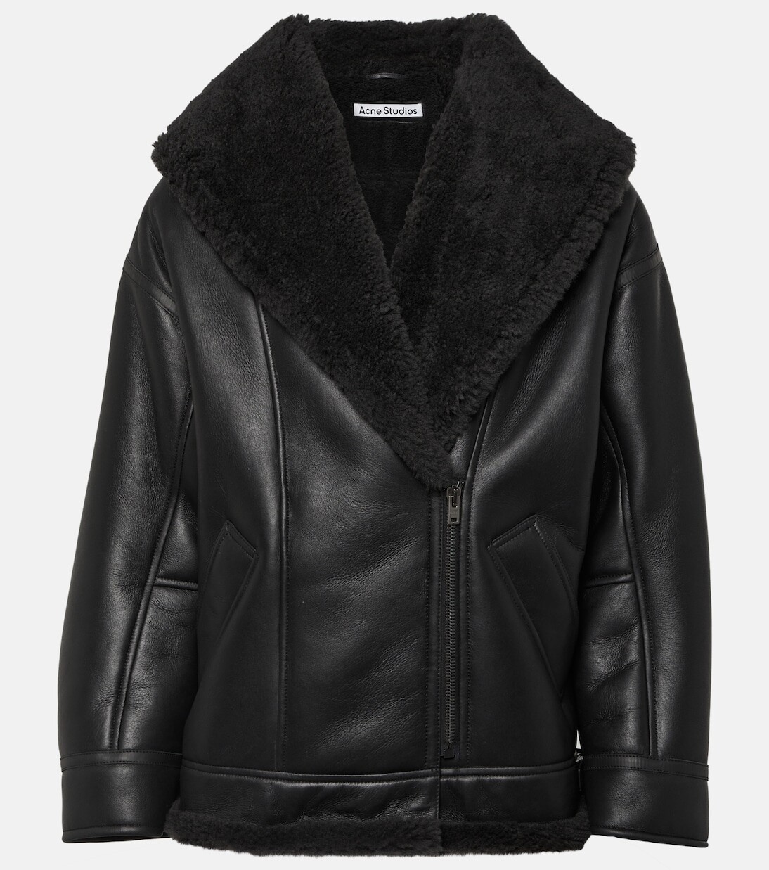 

Кожаная куртка на овчинной подкладке Acne Studios, черный