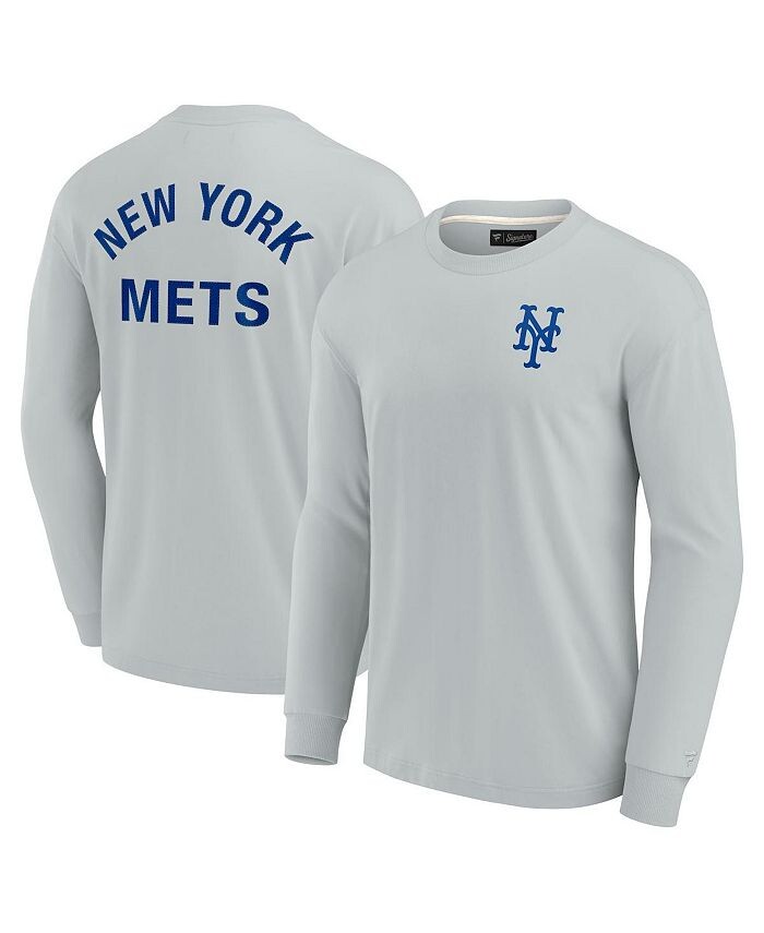 

Мужская и женская серая супермягкая футболка с длинным рукавом New York Mets Fanatics Signature, серый