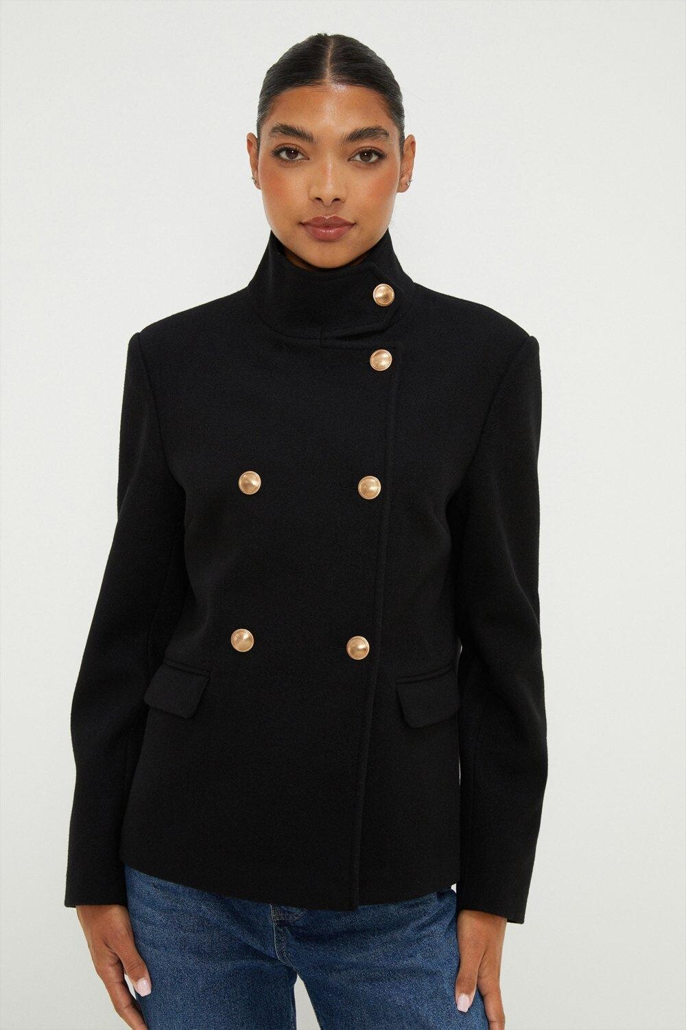 

Короткое пальто с воротником-воронкой Dorothy Perkins, черный