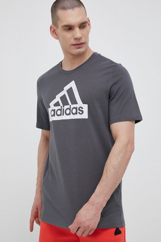 

Хлопковая футболка adidas, серый