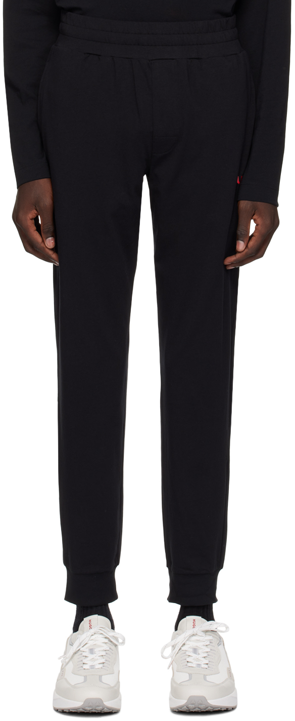 черные спортивные брюки с логотипом box dsquared2 черный Черные спортивные штаны с принтом Hugo