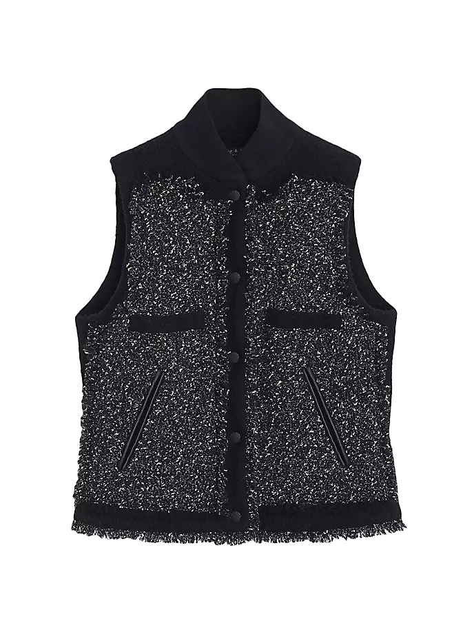 

Жилет из смесовой шерсти с эффектом металлик Rag & Bone, черный