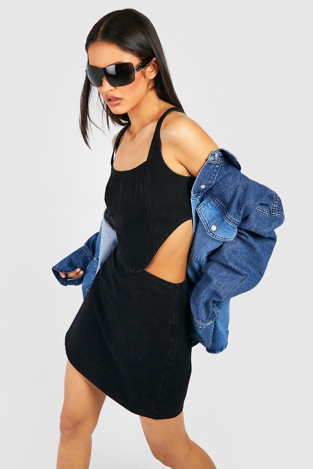 

Мини-юбка из джинсового линии Boohoo, черный