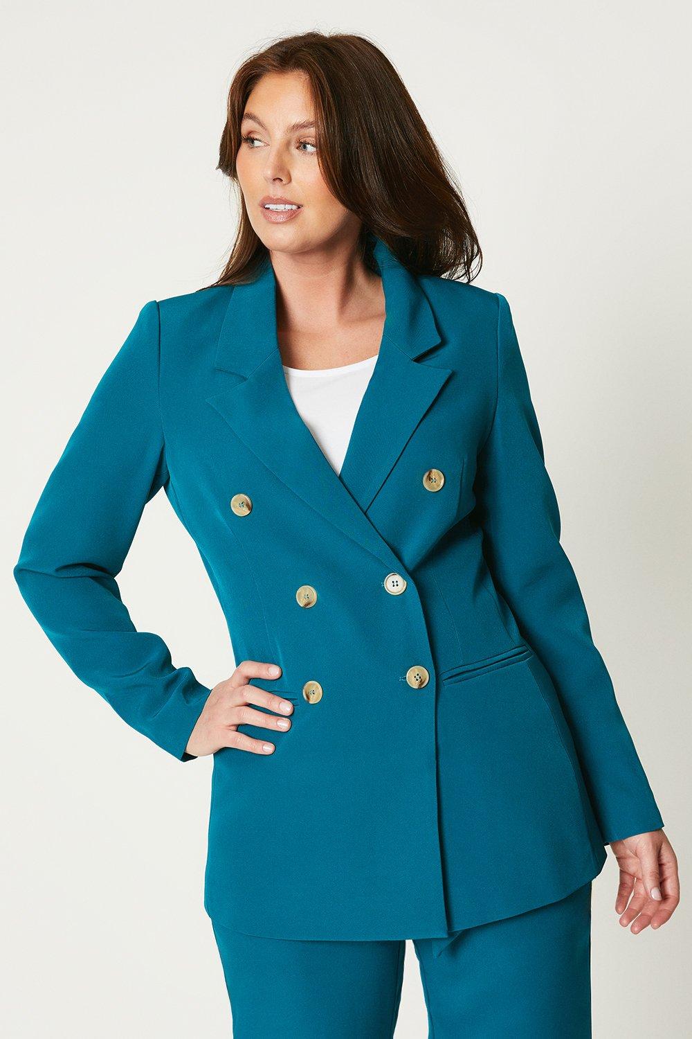цена Длинный двубортный пиджак Debenhams, зеленый